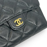 CHANEL: Quilted Caviar Small Classic Flap Wallet