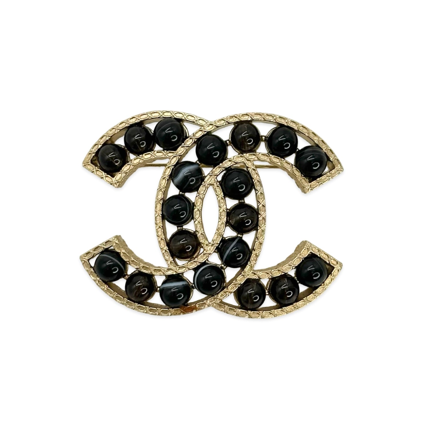 Chanel Stone Bead CC Brooch
