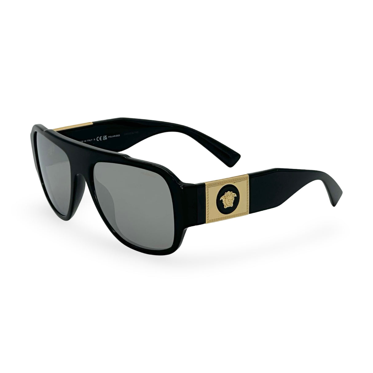 VERSACE: Polarized Mirror Pilot Sunglasses