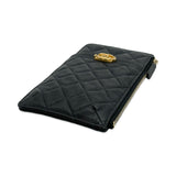 CHANEL: Quilted Caviar Boy Phone Holder Zip Card Pouch