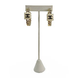 CHANEL: CC Enamel Chain Hoop Earrings