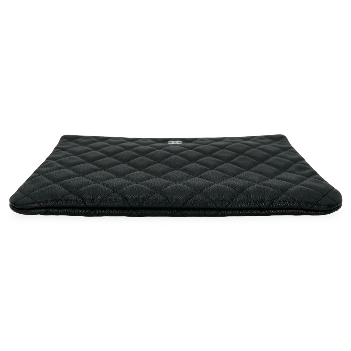 CHANEL: Quilted Caviar Large O Case Zip Pouch