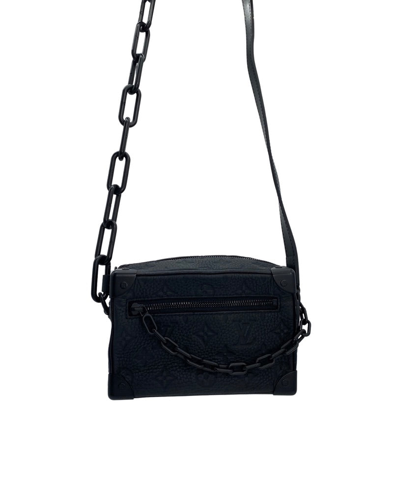 Louis Vuitton Black Monogram Embossed Leather Mini Soft Trunk Bag