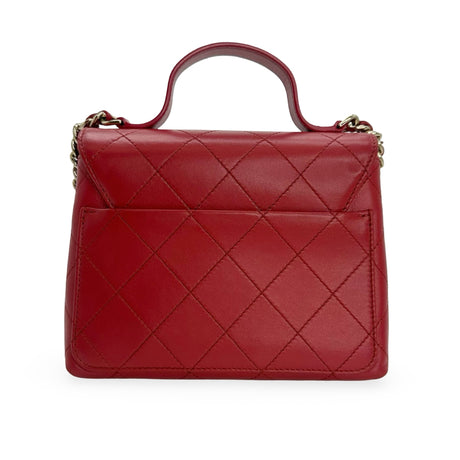 CHANEL: Quilted Calfskin Small Double Pocket Top Handle Flap Bag