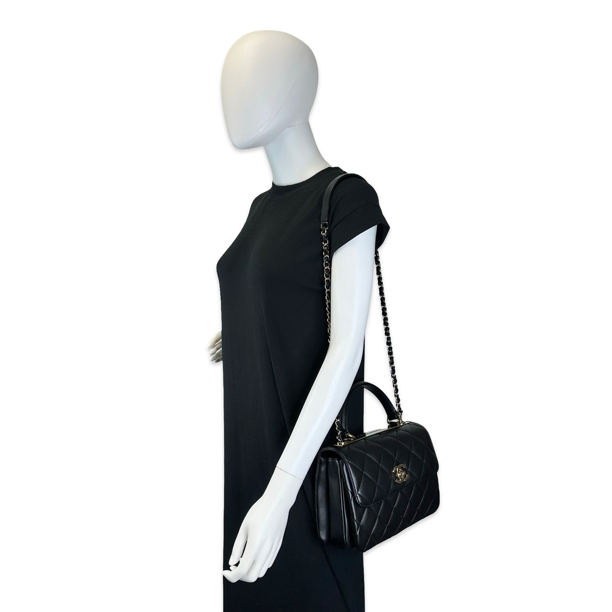 CHANEL: Quilted Lambskin Small Trendy Top Handle Flap Bag