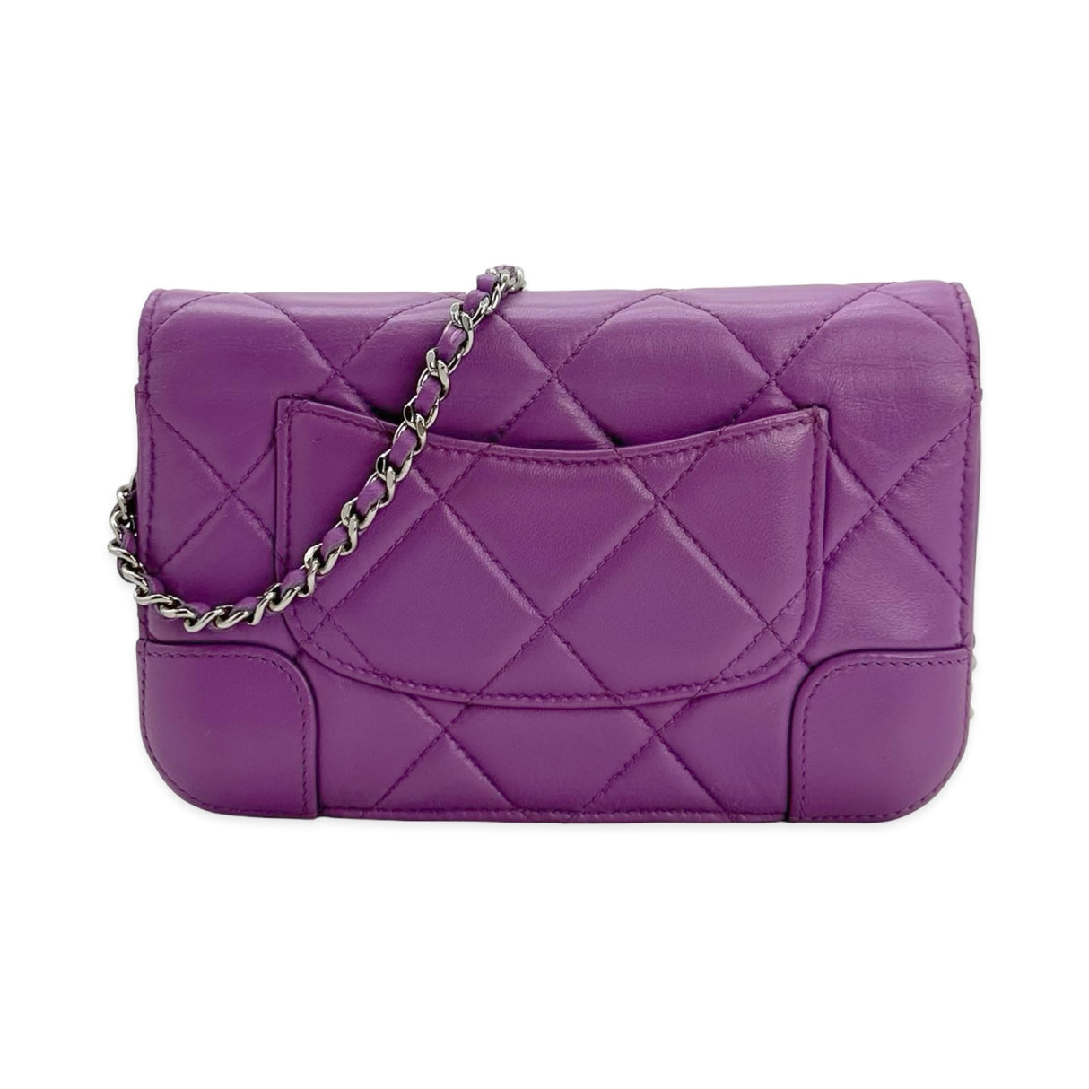 Quilted Lambskin Monochrome Wallet on a Chain