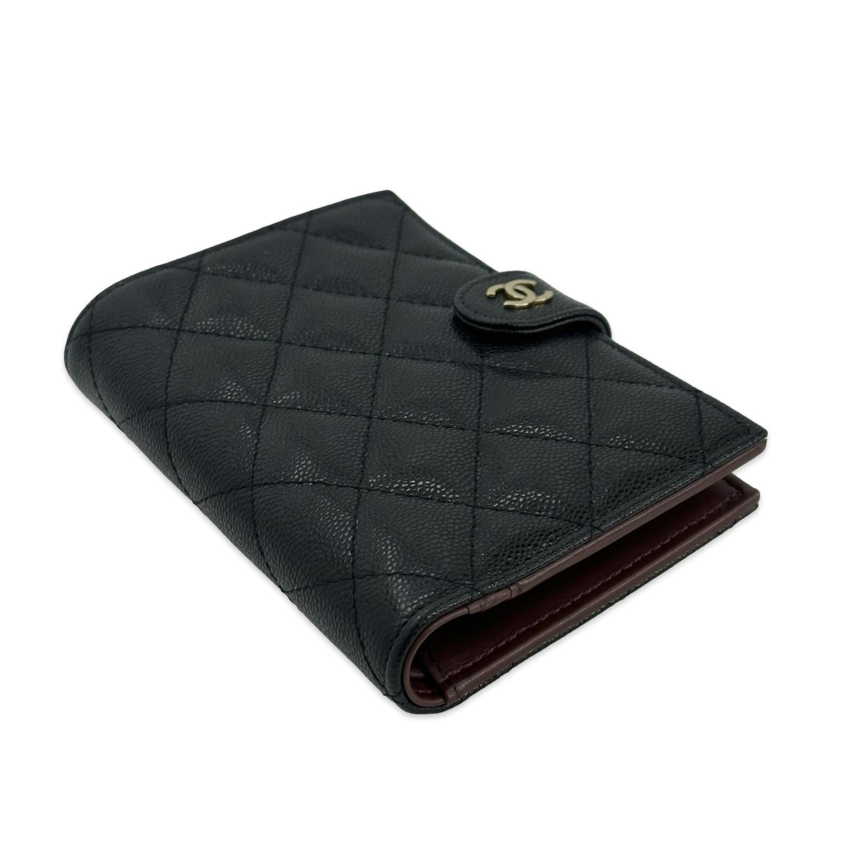 CHANEL: Quilted Caviar Classic Passport Holder Wallet
