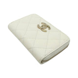 Quilted Caviar Crystal CC Zip Coin Purse