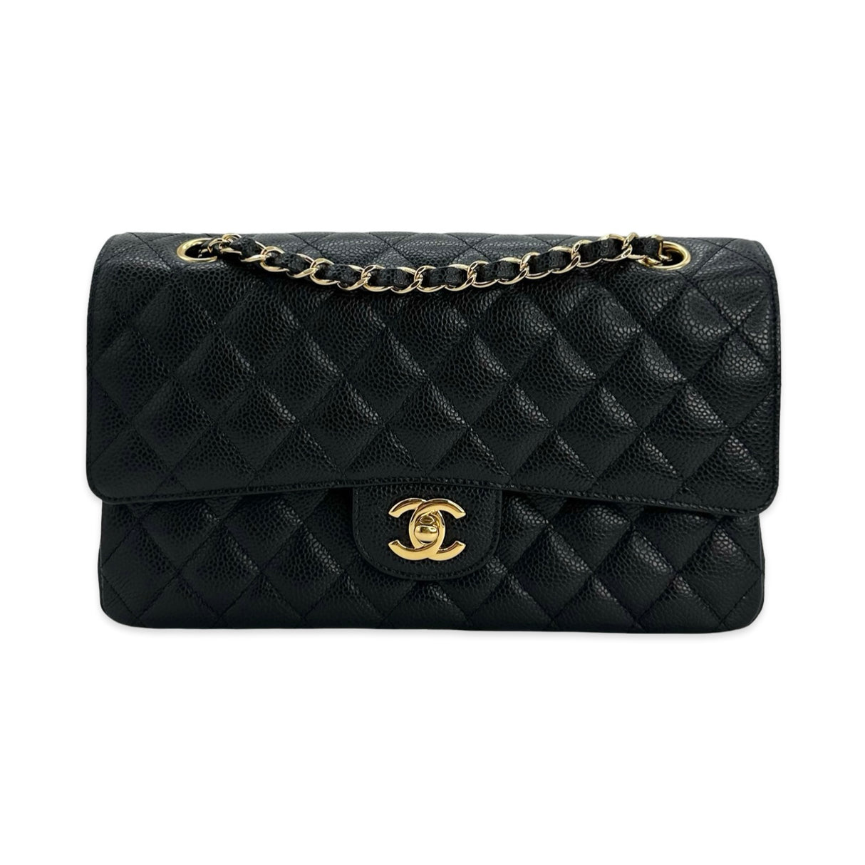 Quilted Caviar Medium Classic Double Flap