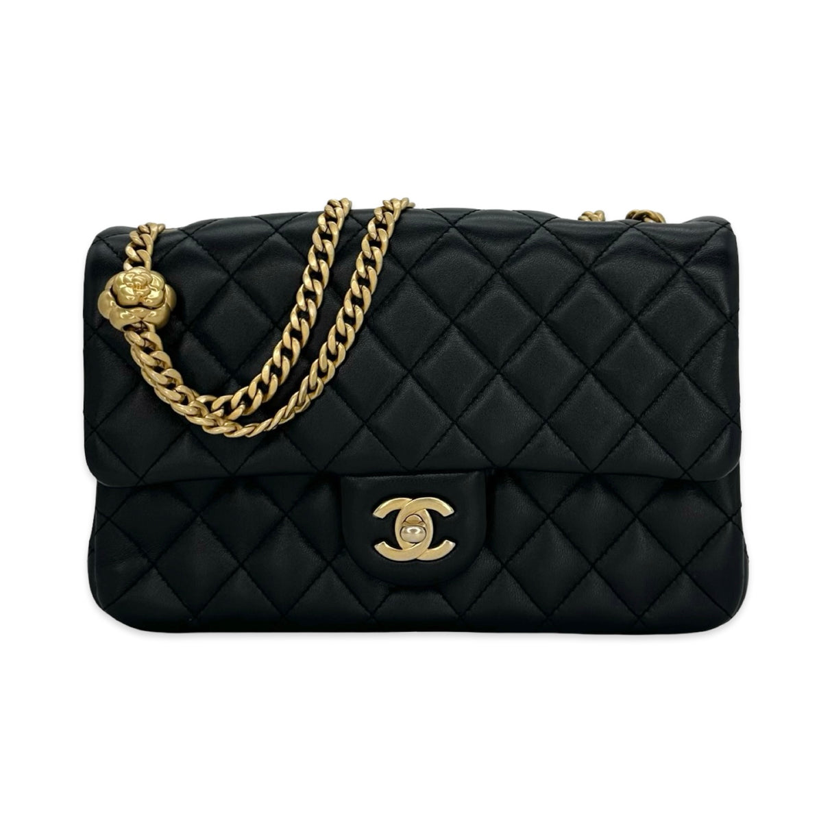 CHANEL: Quilted Lambskin Sweet Camellia Small Flap Bag