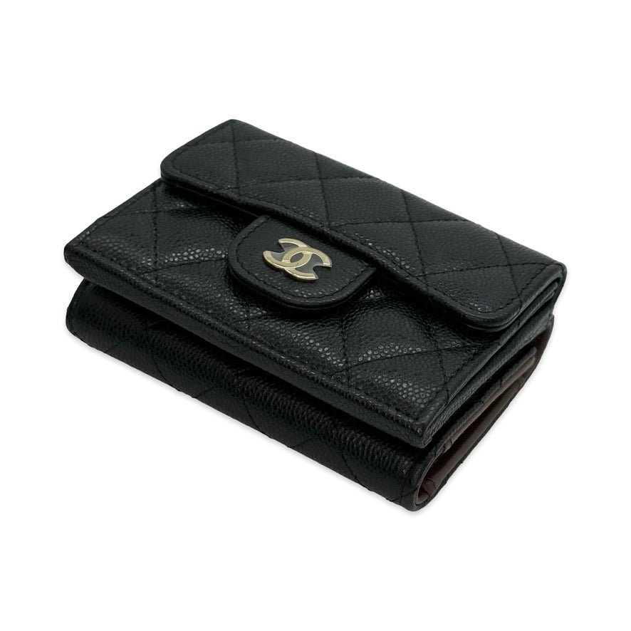Quilted Caviar Classic Compact Flap Wallet