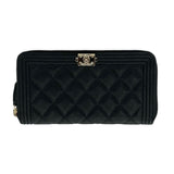 Quilted Caviar Boy Long Zip Wallet
