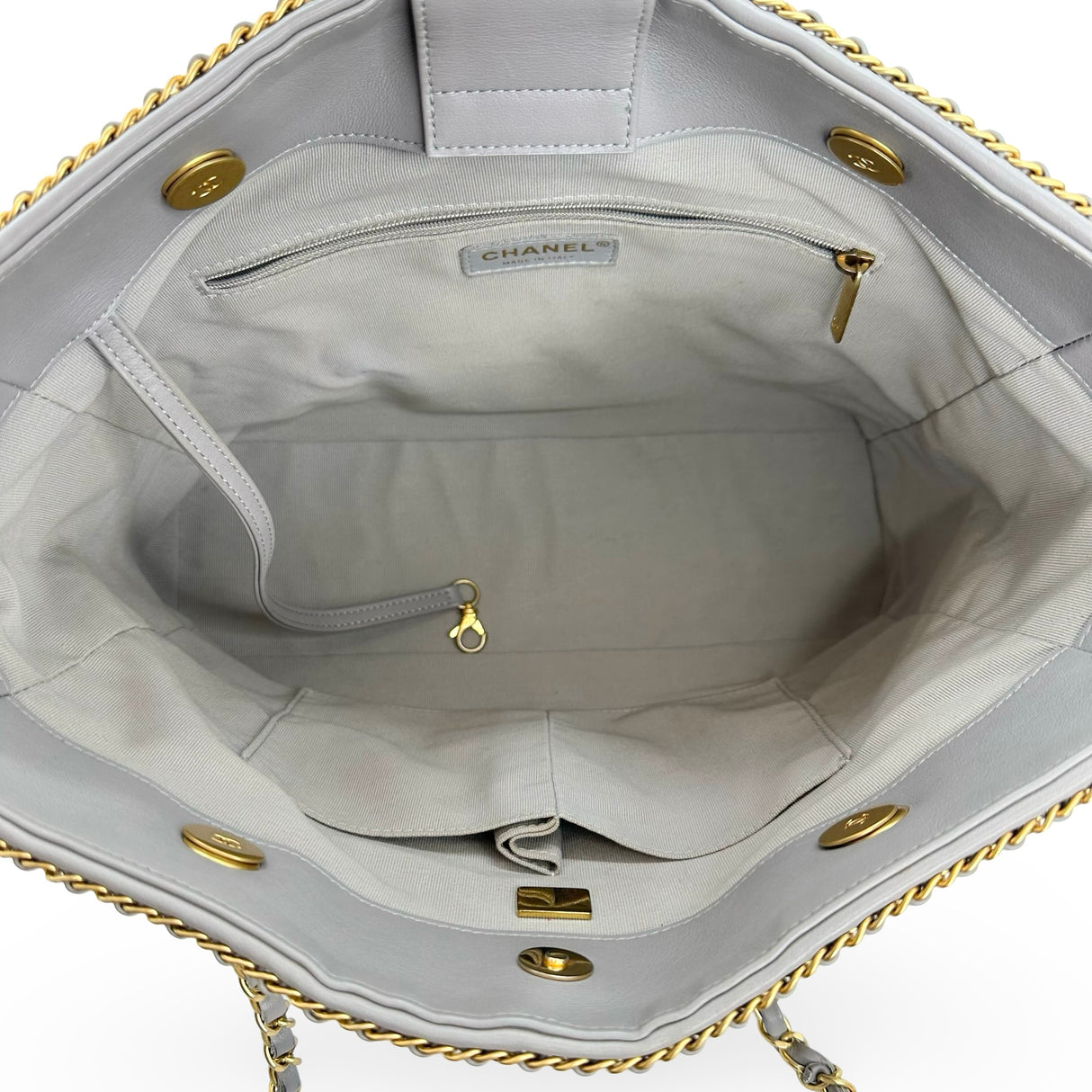 CHANEL: Quilted Leather Small Chain Around Shopping Tote