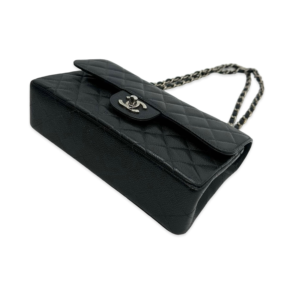 CHANEL: Quilted Caviar Small Classic Double Flap