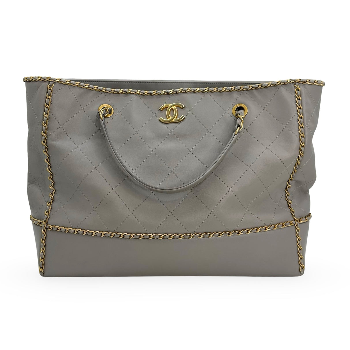 CHANEL: Quilted Leather Small Chain Around Shopping Tote