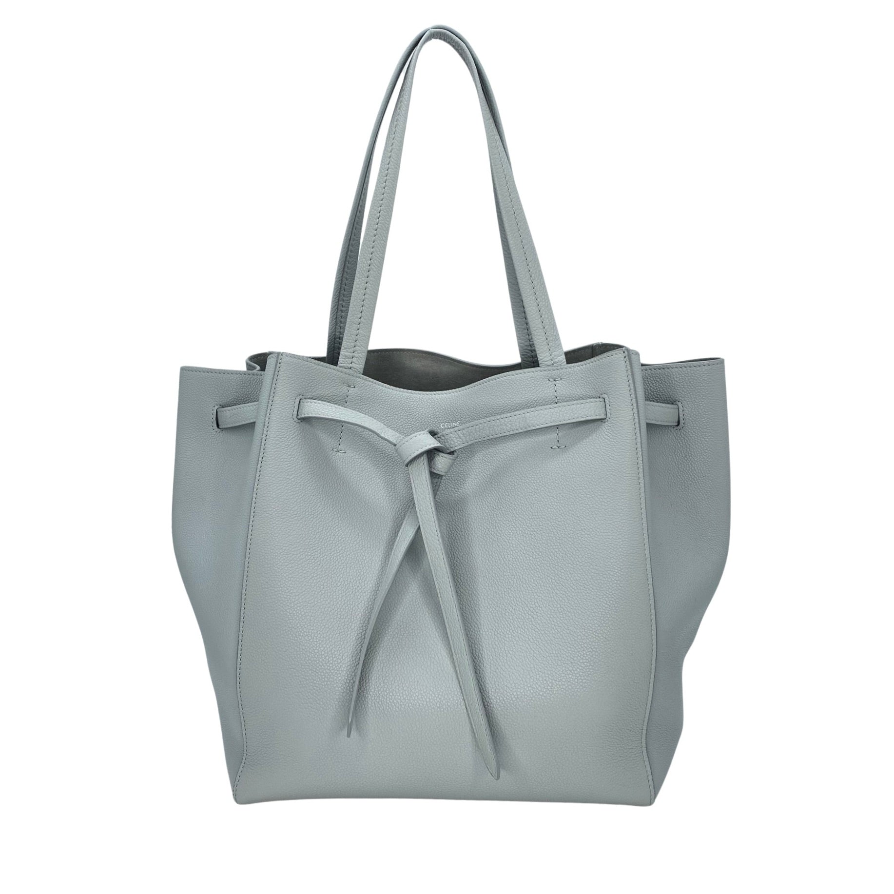 Celine Phantom Cabas Tote in Blue Grained Calf Leather.