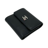 CHANEL: Leather Coco Mark Ski Compact Wallet