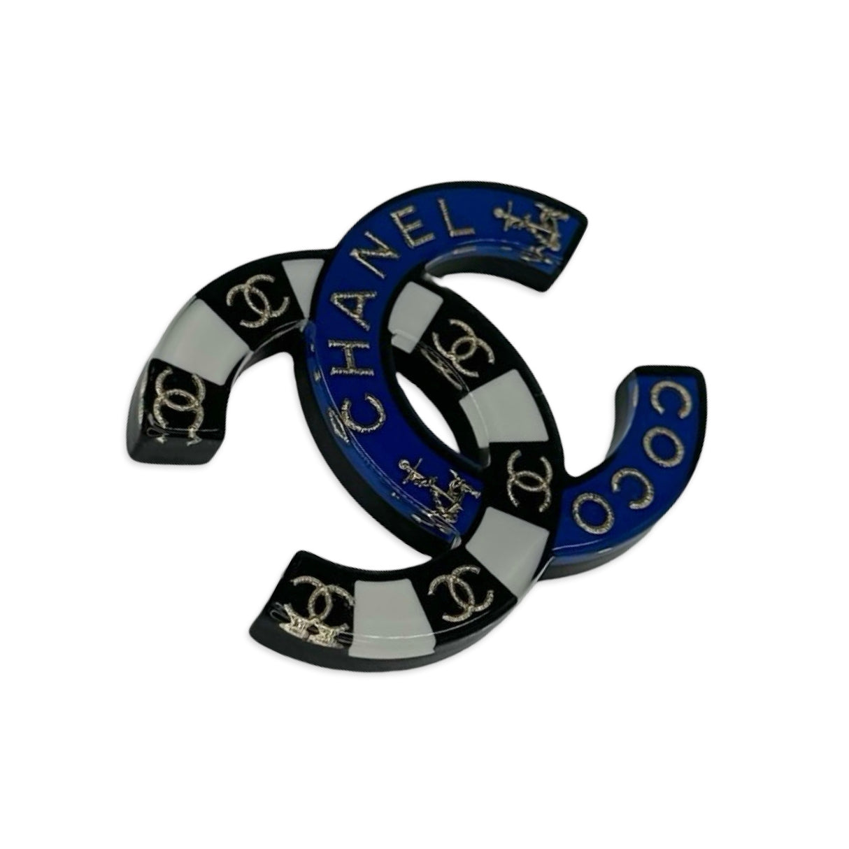 CHANEL: Resin CC Nautical Brooch