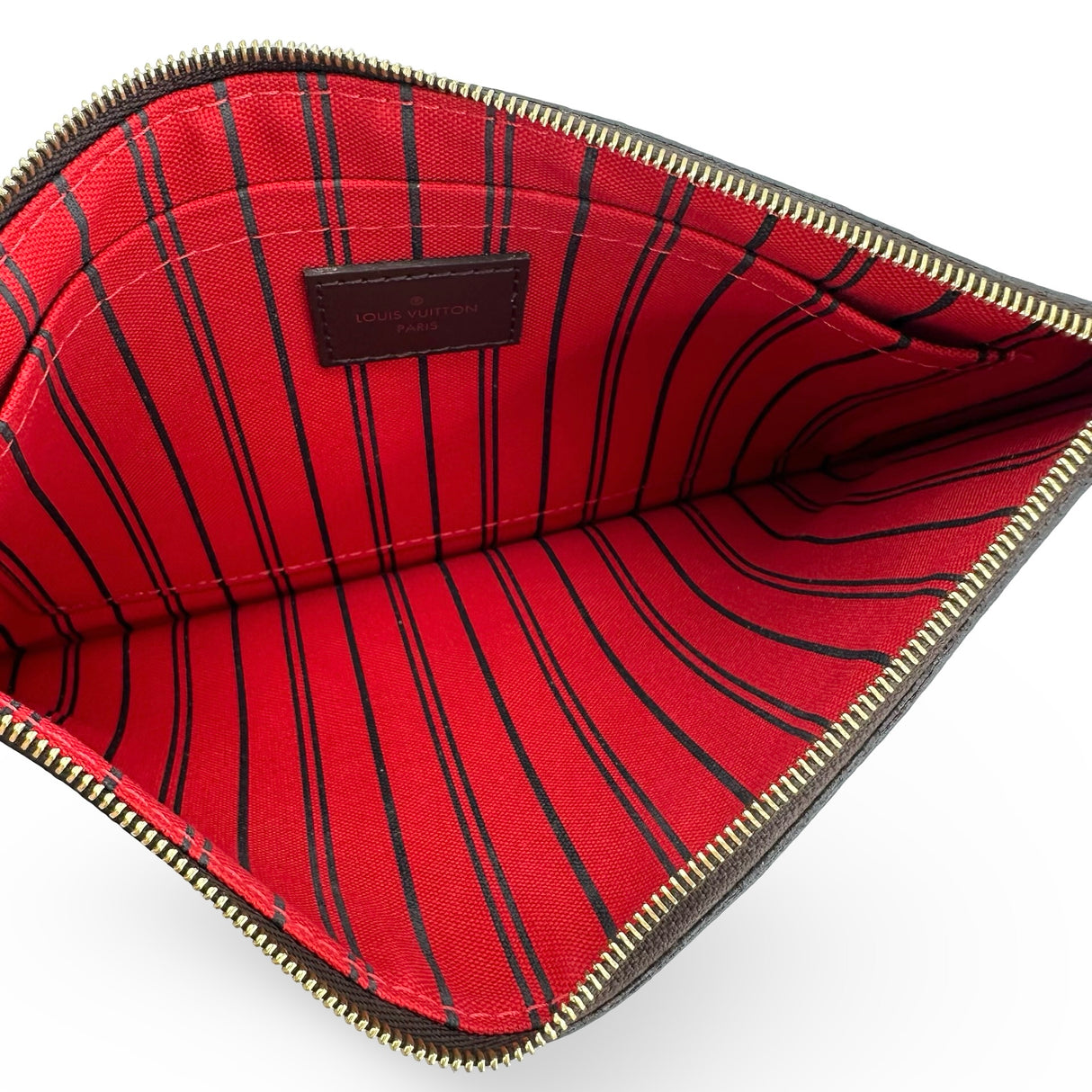 LOUIS VUITTON: Damier Ebene Neverfull Pochette