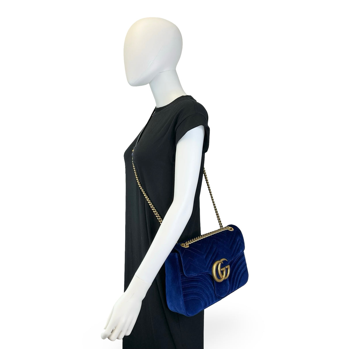 GUCCI: Quilted Velvet GG Marmont Large Chain Flap Bag