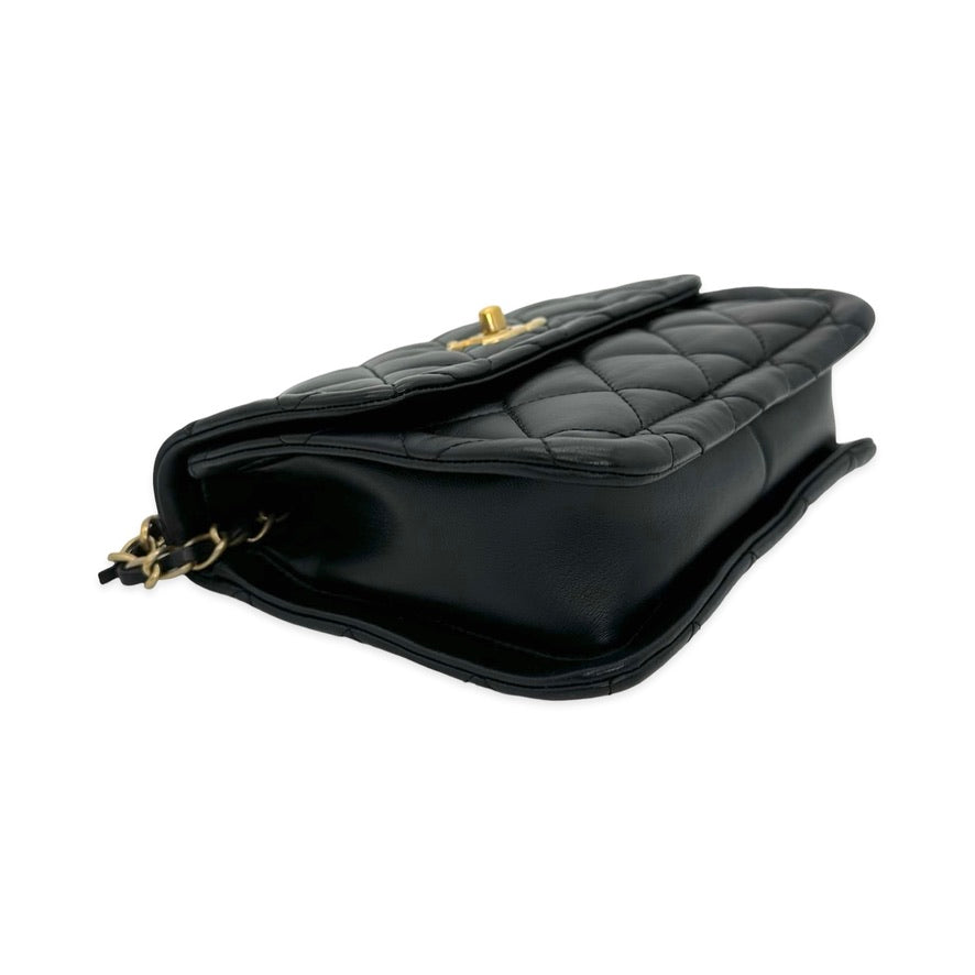 Quilted Calfskin Chain Top Handle Square Flap Bag