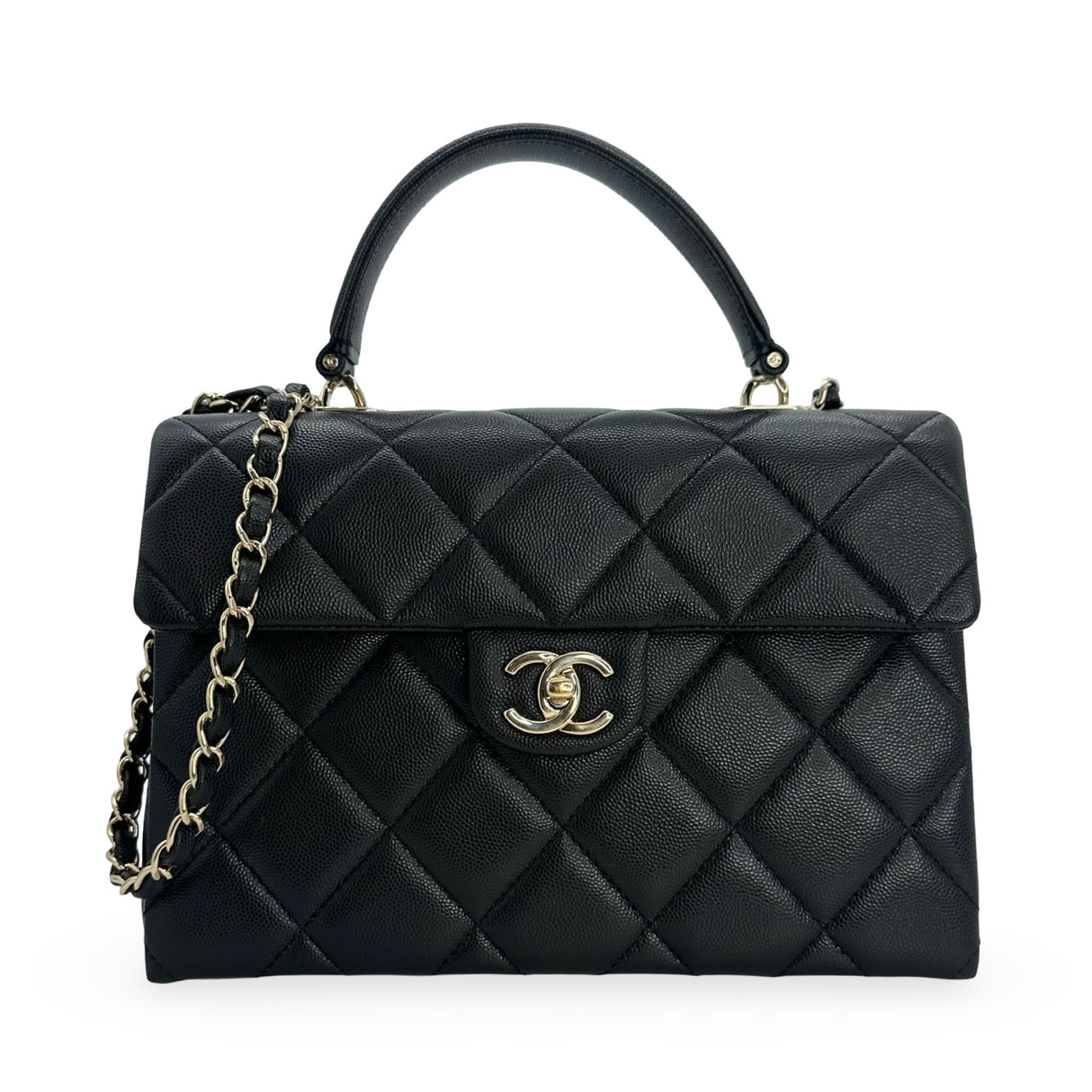 CHANEL: Quilted Caviar Small Top Handle
