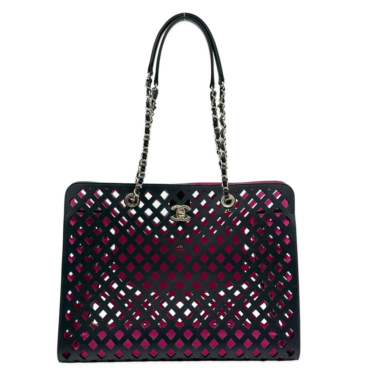 CHANEL: Leather See Through Shopping Tote