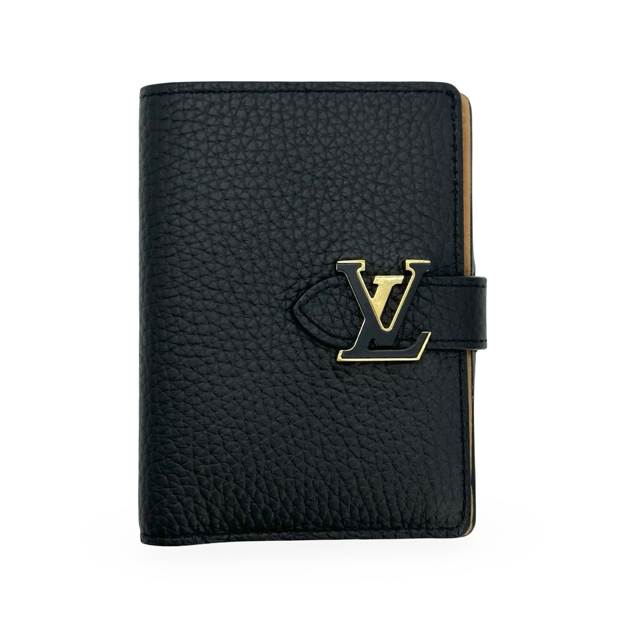 LOUIS VUITTON: Taurillon Capucines Vertical Compact Wallet
