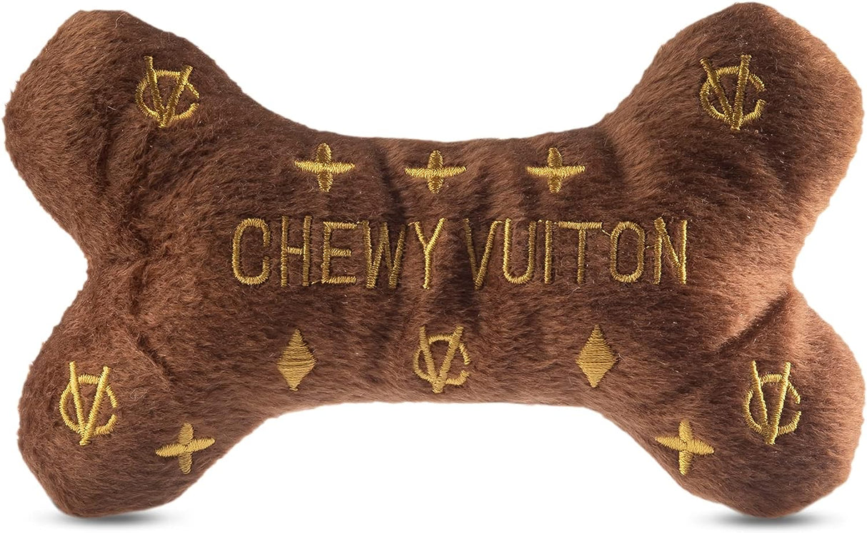 Dog Toy: Brown Chewy Vuiton Bone