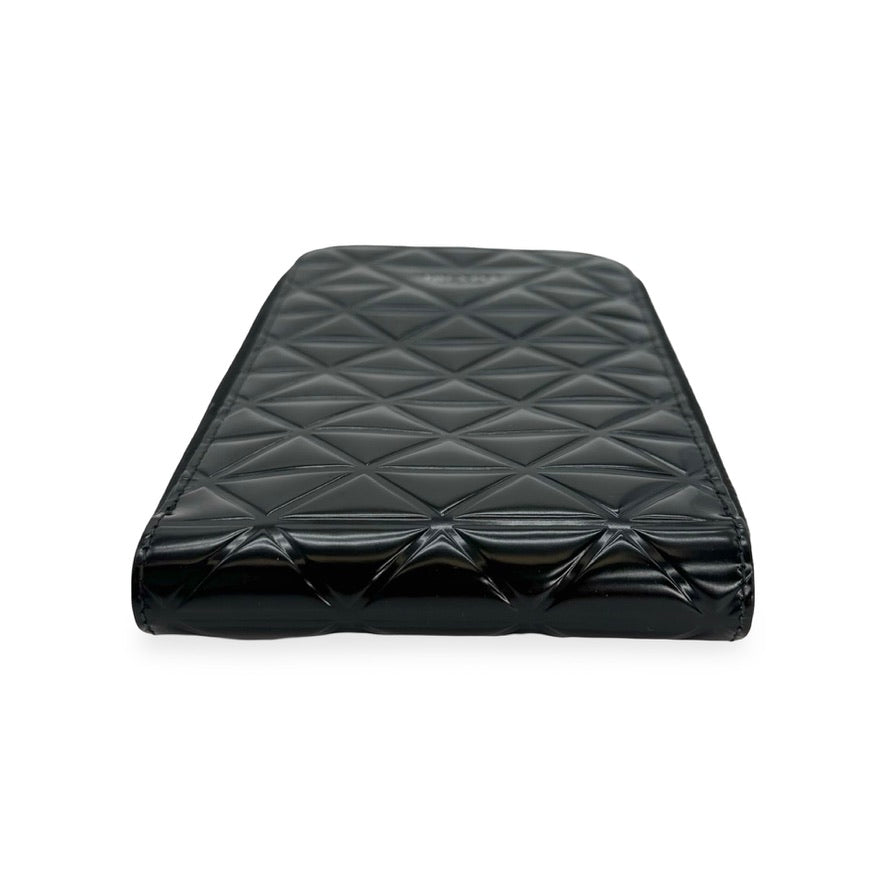 PRADA: Embossed Leather Symbole Phone Holder Crossbody