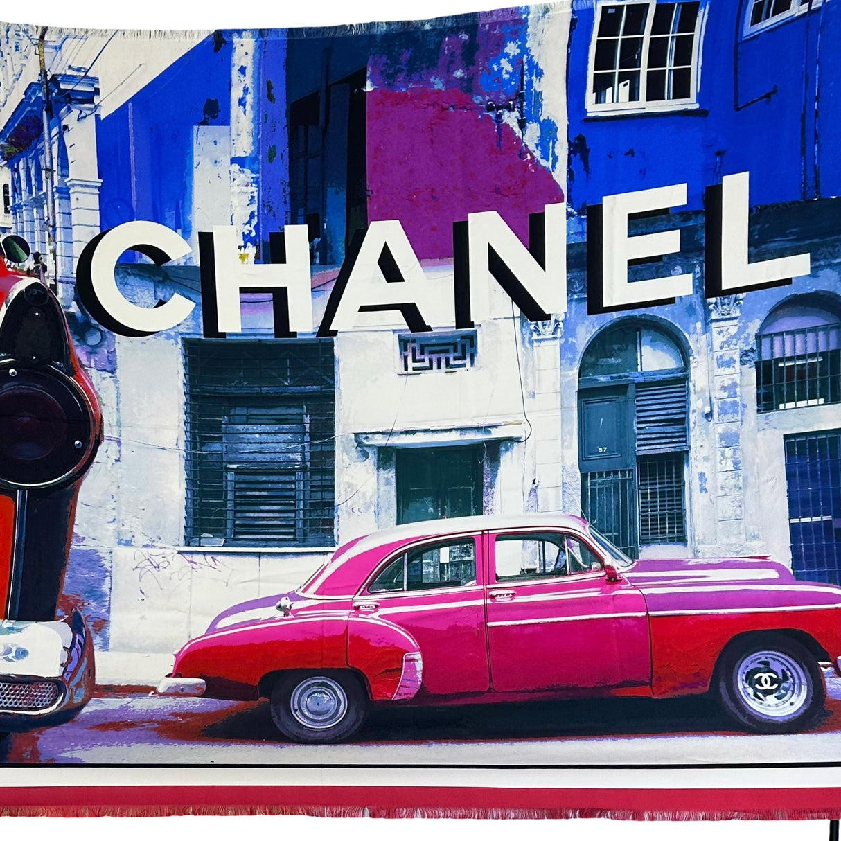 CHANEL: Silk Twill Paris-Cuba Cruise Large Scarf Shawl