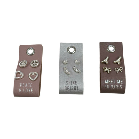 Leather Tag Stud Earrings - Assorted