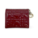 CHRISTIAN DIOR: Patent Cannage Lady Dior Lotus Wallet