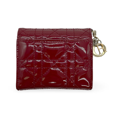 CHRISTIAN DIOR: Patent Cannage Lady Dior Lotus Wallet