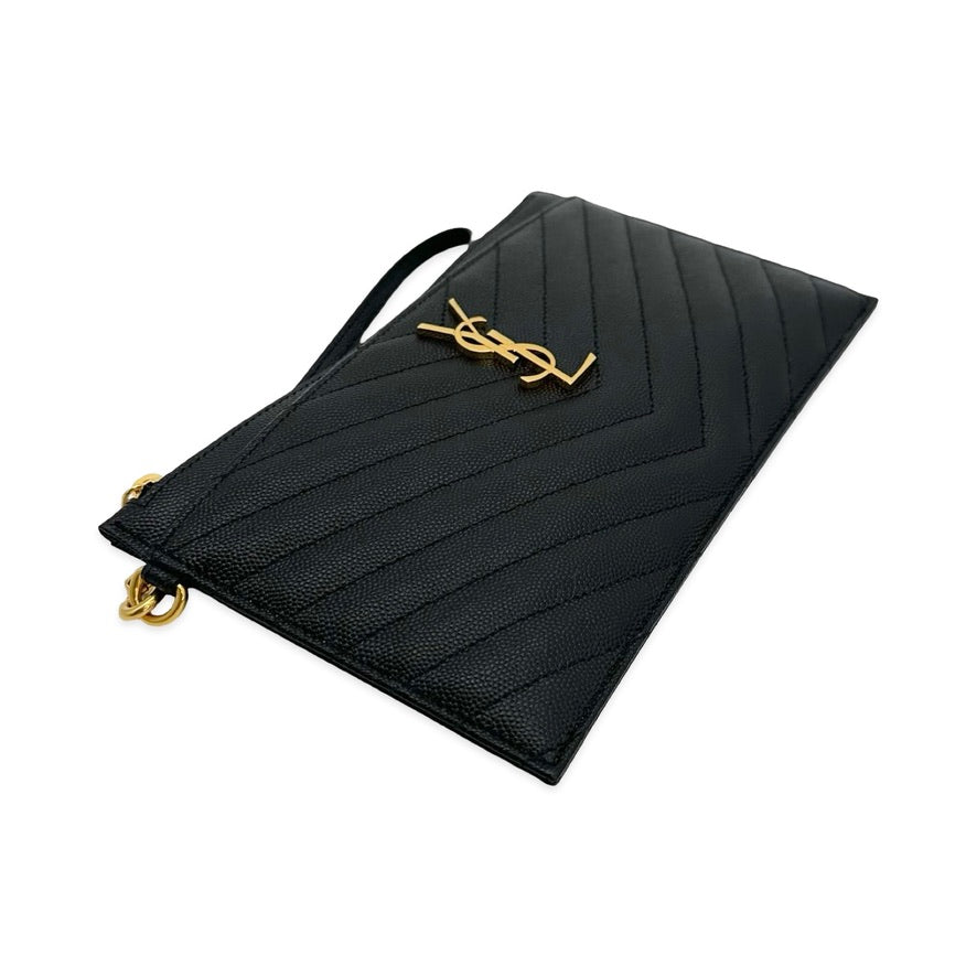 Quilted Grain de Poudre Cassandre Pouch Wristlet