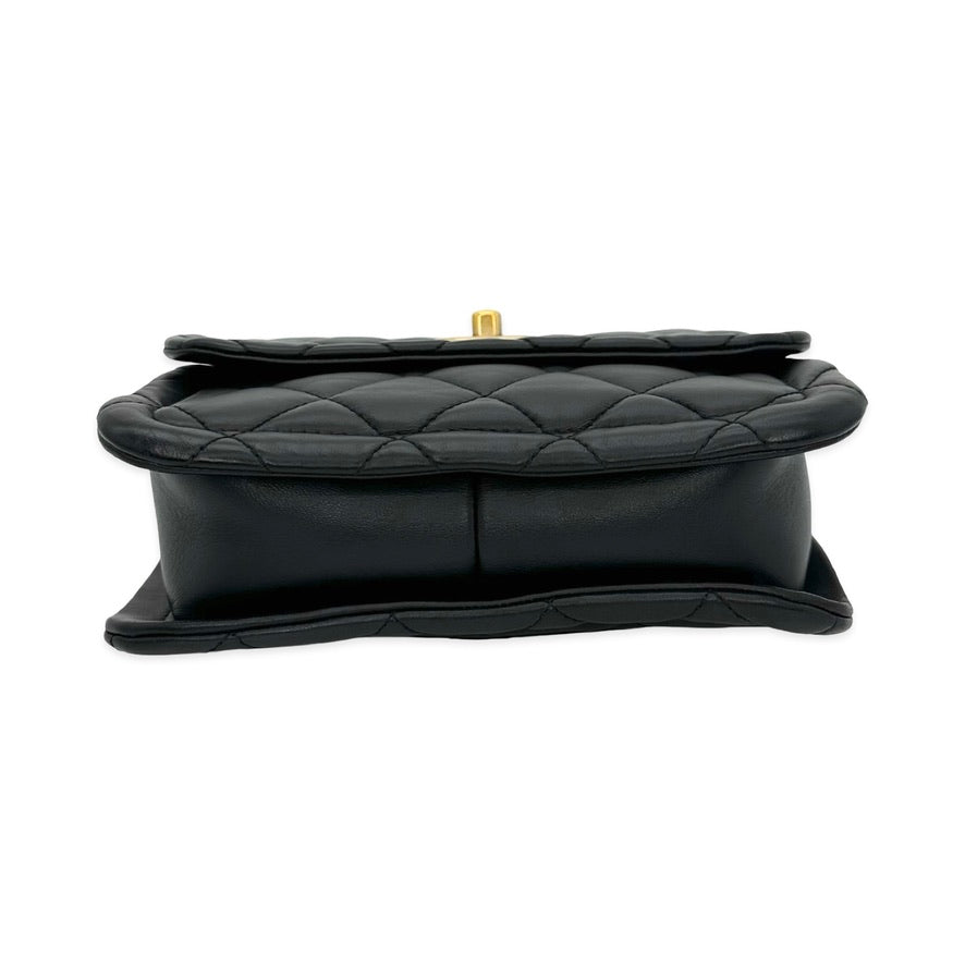 Quilted Calfskin Chain Top Handle Square Flap Bag