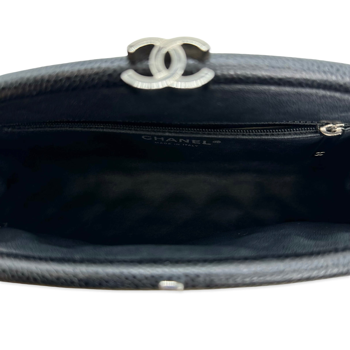 CHANEL: Quilted Caviar CC Timeless Clutch