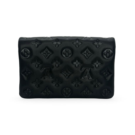 LOUIS VUITTON: Monogram Embossed Lambskin Pochette Coussin