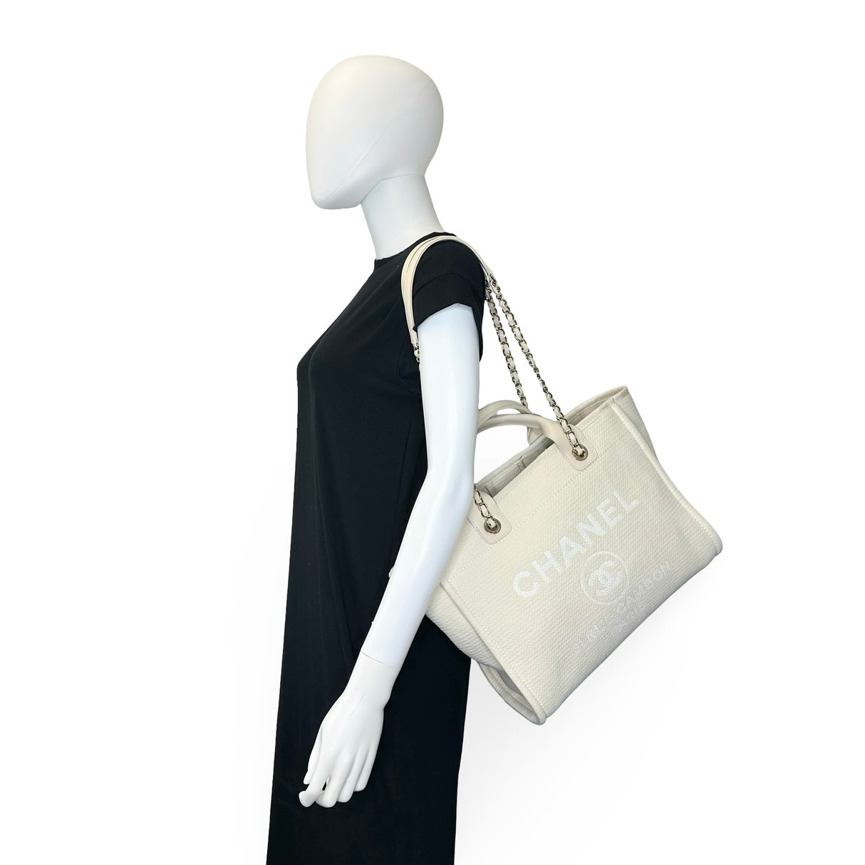 CHANEL: Tweed Canvas Small Deauville Tote