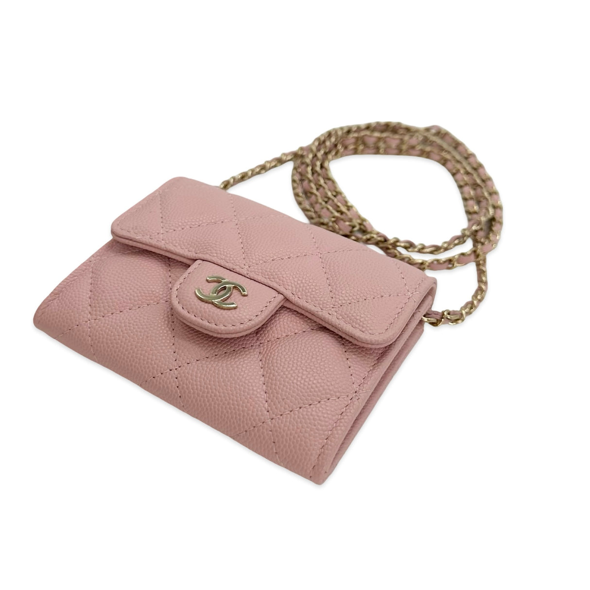 CHANEL: Quilted Caviar Classic Flap Wearable Card Holder Wallet