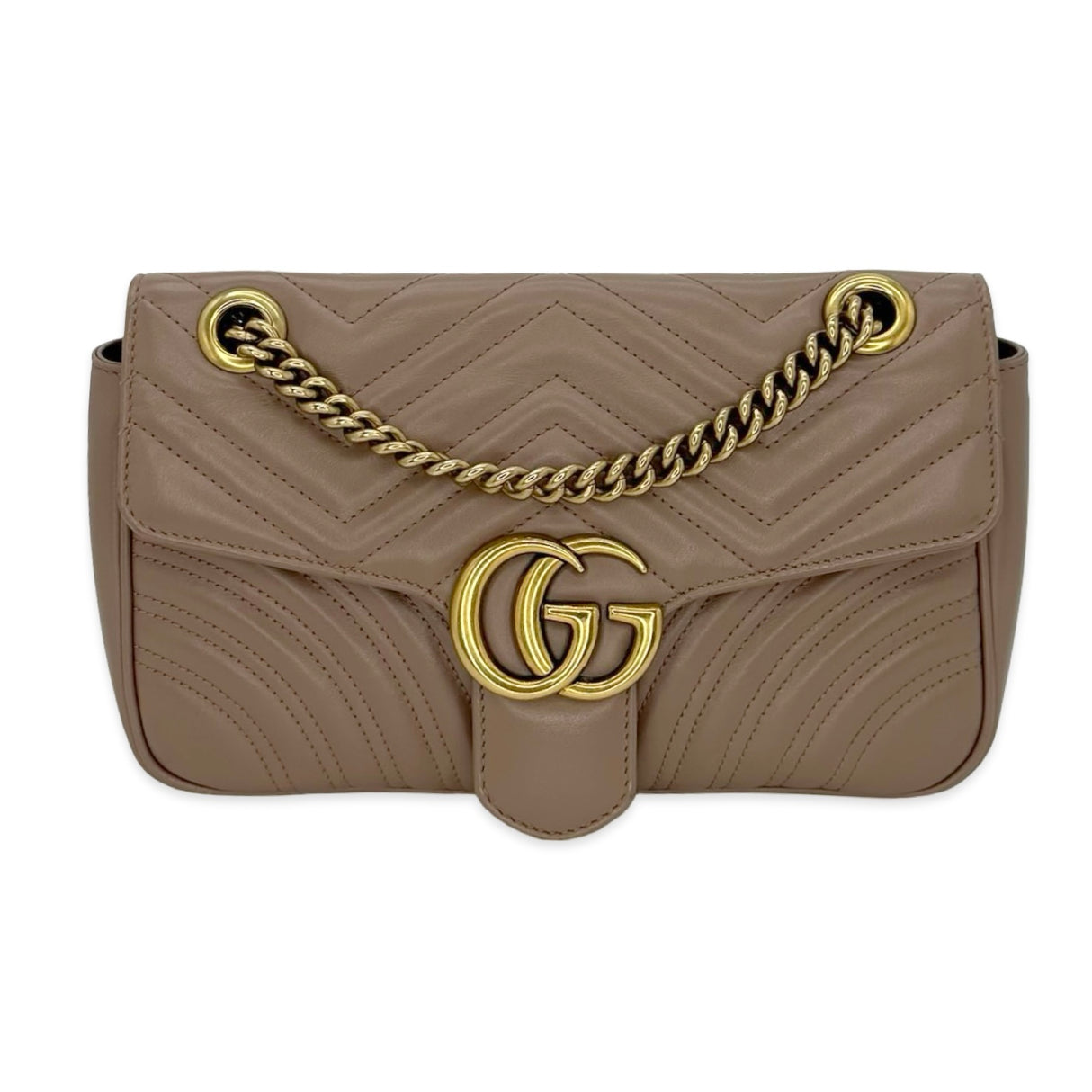 GUCCI: Quilted Leather Small GG Marmont Flap Bag