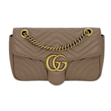 GUCCI: Quilted Leather Small GG Marmont Flap Bag