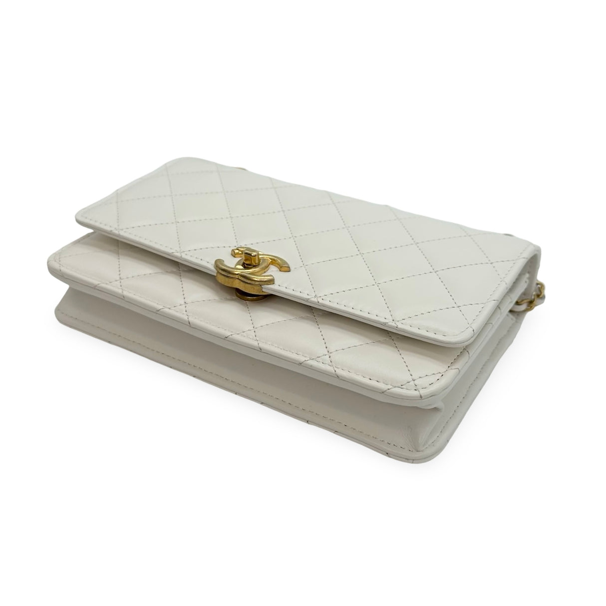 CHANEL: Quilted Shiny Calfskin Perfect Fit Wallet on a Chain