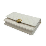 CHANEL: Quilted Shiny Calfskin Perfect Fit Wallet on a Chain