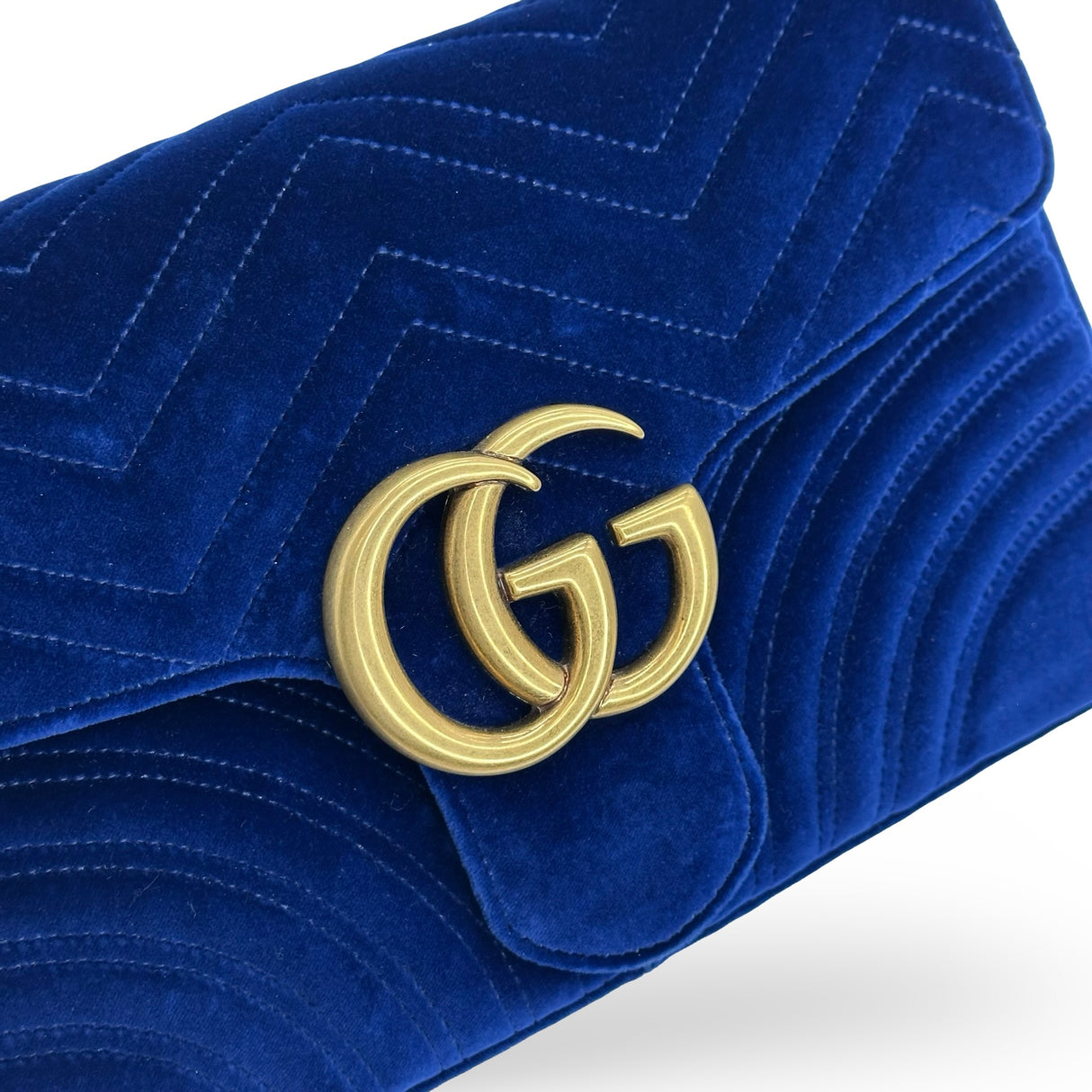 GUCCI: Quilted Velvet GG Marmont Large Chain Flap Bag