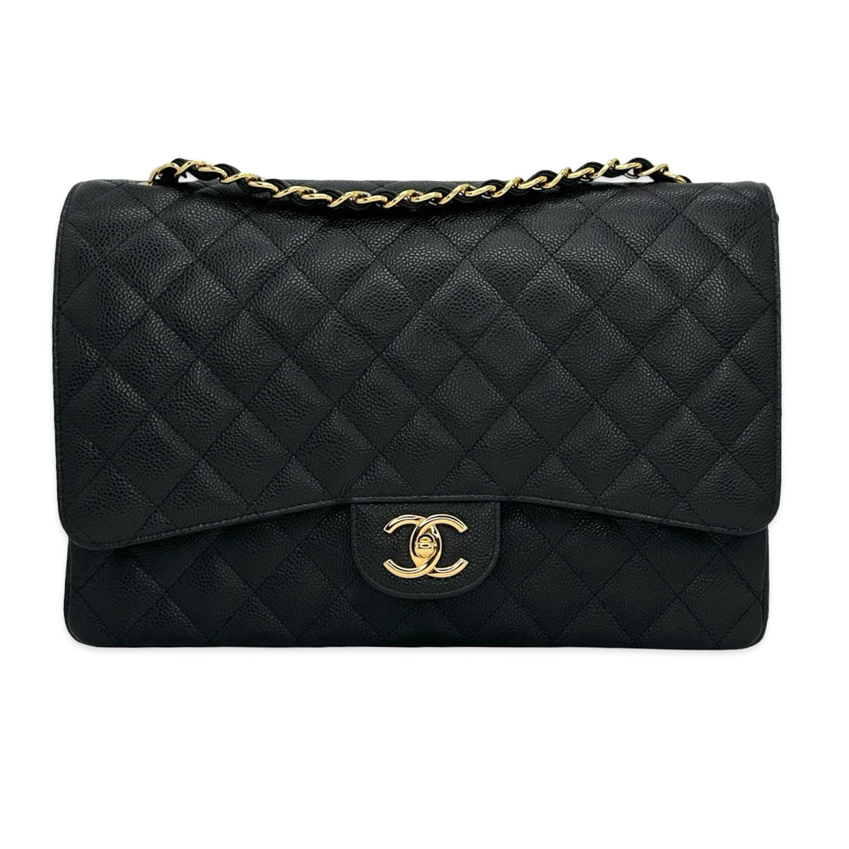 CHANEL: Quilted Caviar Maxi Classic Double Flap
