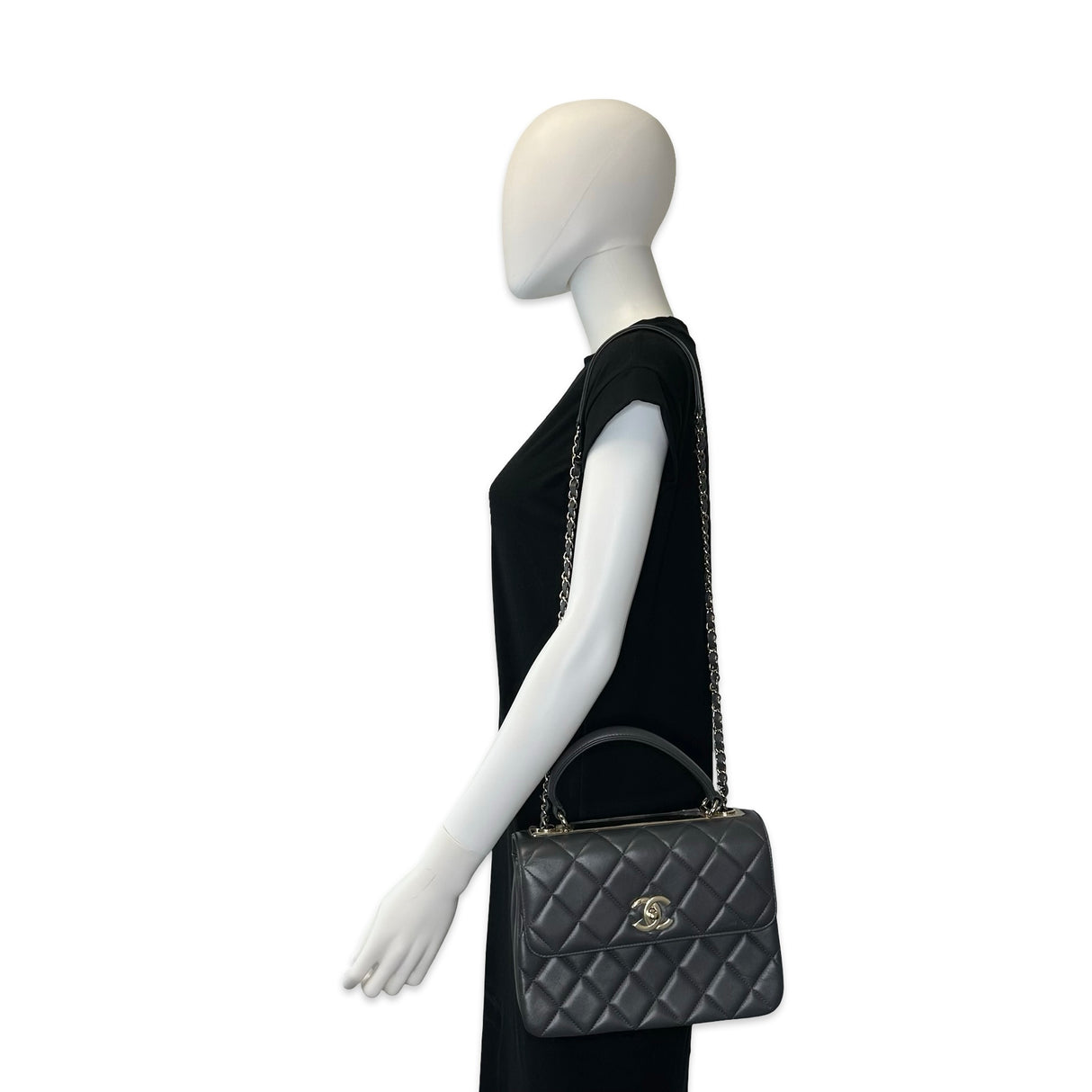 CHANEL: Quilted Lambskin Small Trendy Top Handle Flap Bag
