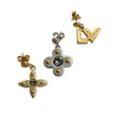 LOUIS VUITTON: Crystal Love Letters Timeless Stud Earrings Set