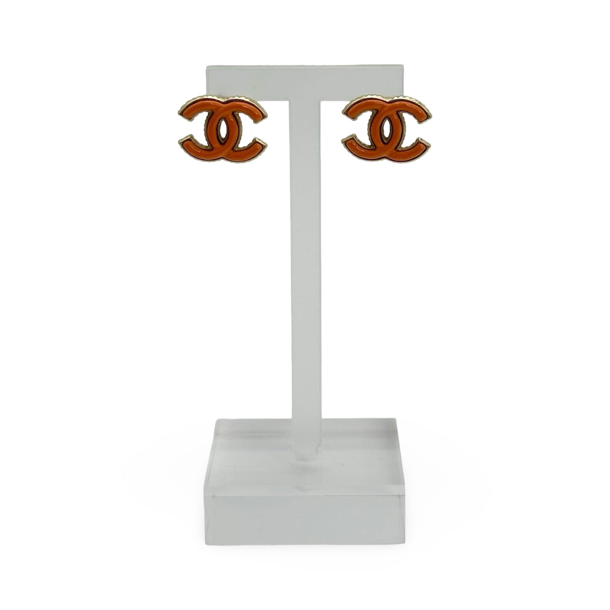 CHANEL: CC Enamel Post Earrings