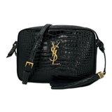 SAINT LAURENT: Croc Embossed Small Lou Camera Bag